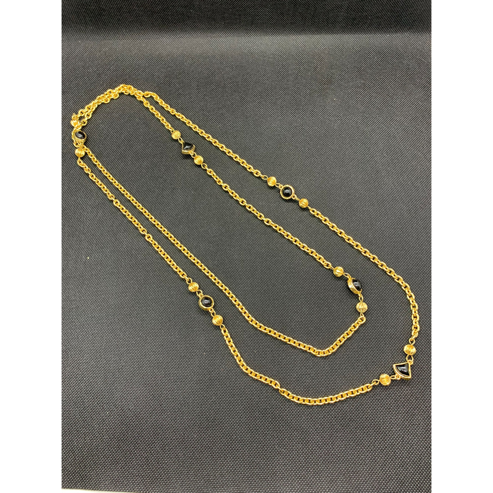 Extra long Gold toned art deco chain necklace